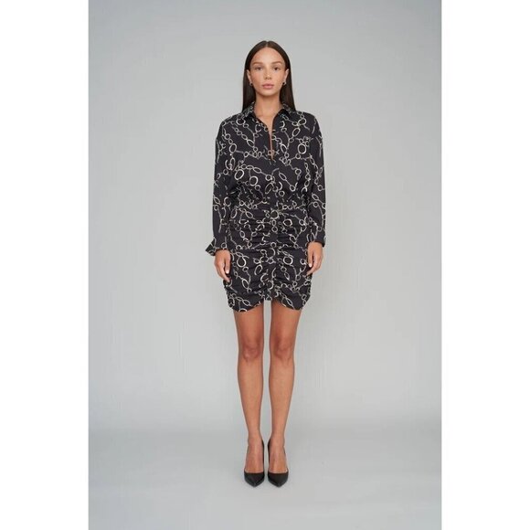 LE SUPERBE Link Up Mini Shirt Dress Dress Black Womens Size 6 - Picture 1 of 8